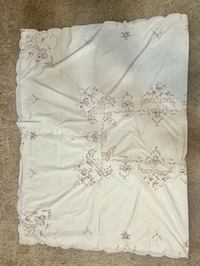 Tovaglia vintage ricamata applique floreale 64 x 100 pollici tovaglia lino. Leggi - Foto 1 di 6