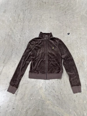 Толстовка с капюшоном Y2k Juicy Couture коричневая велюровая на молнии - Изображение 1 из 4