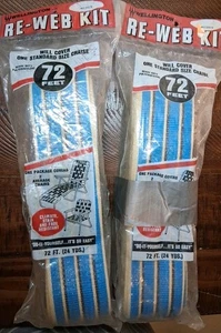 Vtg WELLINGTON Nylon Blue Stripe Webbing 144 Ft Re-Web 4 Lawn Chairs or 2 Chaise - Picture 1 of 4