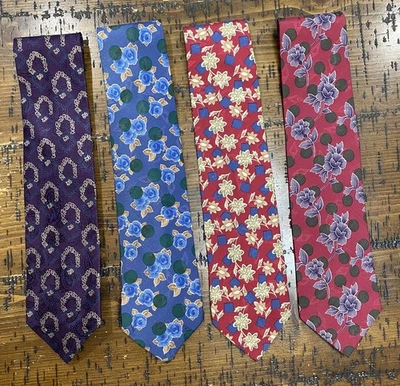 Valentino Lot Of 4 Vintage Men’s Tie Silk Designer Handmade Italy Multicolor - Image 1 of 4