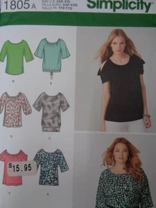 Simplicity Sewing Pattern 1805 Misses' Tops XXS-XXL - Picture 1 of 2