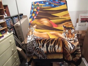 Grande Cabeza de Tigre 52 x 52" Naranja Negro Bufanda Mantón Estampado Cabeza de Leopardo - Imagen 1 de 4