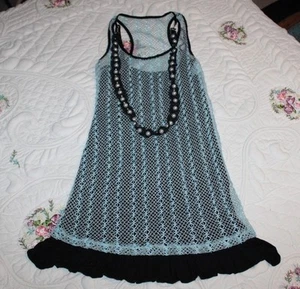 Mitto To The World Junior L blau schwarz Kleid Tunika Long Top Lagenlook Shirt Perlen - Bild 1 von 11