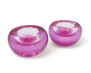 Kiste & Fass PAAR 2 rosa leuchtendes Glas Tealt Kerzenhalter Deutschland - Bild 1 von 9