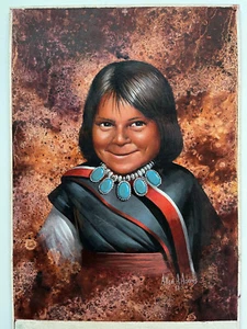 ALLEN A ADAMS ORIGINAL PAINTING NATIVE AMERICAN CHILD PORTRAIT - Picture 1 of 4