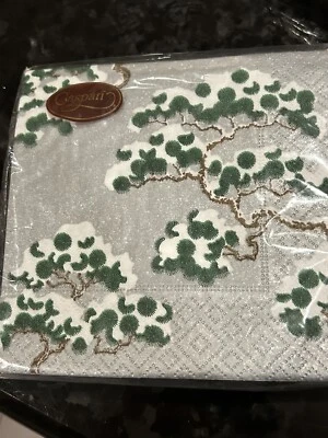 Servilletas de papel para bebidas Caspari, pino nevado plata 9381C nuevas con etiquetas 20 unidades triple capa Foto 1 de 2