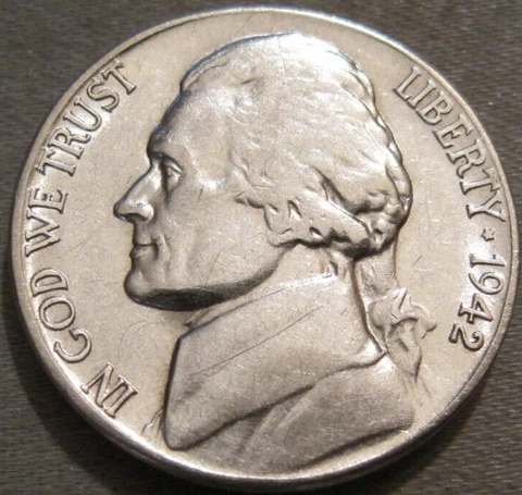 SELLING AS SHOWN - NICE 1942 S 5c JEFFERSON WAR NICKEL *** 35% SILVER *** 199 Cover