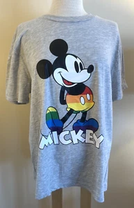 NEW Disney Mickey Mouse Pride Shirt Size Large Rainbow Gray T-Shirt - Picture 1 of 7