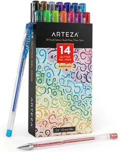 Arteza Glitter Gel Ink Pens - Set of 14 - Picture 1 of 5