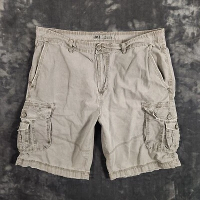 BKE Buckle Cargo Shorts Size 36 Ripstop Athletic Fit Casual Mens Gray Distressed Foto 1 de 4