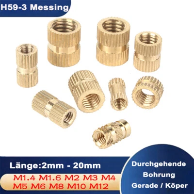 M1.4 - M10 Messing Rändelmutter Gewindeeinsatz Einpressmutter Einschlagmutter  - Bild 1 von 4