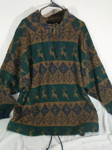 Vintage Venezia Brown Green & Blue Reindeer Winter Pull Over Sweater 18/20 - Picture 1 of 12