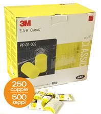 250 PAIA 500 TAPPI PER ORECCHIE 3M EAR CLASSIC 28dB ANTIRUMORE DORMIRE LAVORARE