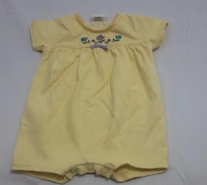 Vintage Yellow Carters Romper Floral Size 0-3 Months Bow - Picture 1 of 5