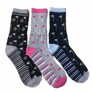 Surprizeshop 1 Paar Damen Flagge Rundhals Golf Socken. Pink, Marineblau, Schwarz - Bild 1 von 16