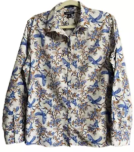 Camicetta Land's End donna 16 Bluebird senza ferro Supima cotone con bottoni LS nuova senza etichette - Foto 1 di 9