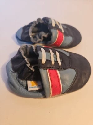 Mini Star TM Baby Bot Azul Rojo Cuero Genuino Cuna Zapatillas S 0-6 Meses  Foto 1 de 2