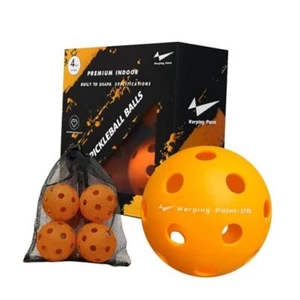 Indoor Pickleball Balls | 26 Holes | 4 Pack, 12 Pack | Indoor - Orange - 4 Pack - Picture 1 of 8