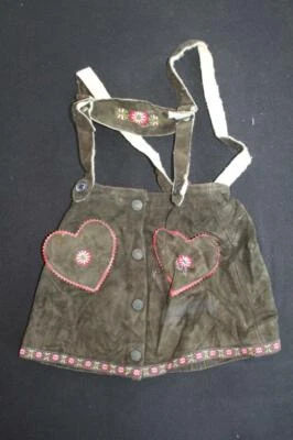 SAIA FEMININA VINTAGE 1970 CAMURÇA VERDE ESCURA AUTÊNTICA LEDERHOSEN TAMANHO 22" CINTURA - Imagem 1 de 3