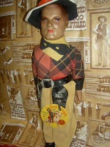 1938 LONE RANGER 16" compo. doll w/TAG, sgnd. hat, mask, belt, holsters, pistols - Picture 1 of 24