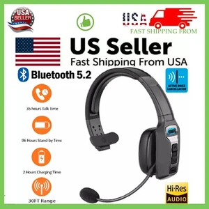 Trucker Bluetooth 5.2 Wireless Headset With Noise Cancelling Mic For Phones PC - Picture 1 of 15