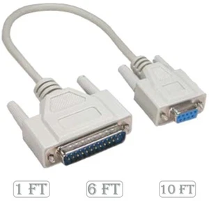 1FT 6FT 10FT DB9 9-Pin Serial Female to DB25 25-Pin Male Adapter Converter Cable - Picture 1 of 4