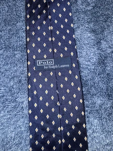 Polo Ralph Lauren Tie Men's Necktie Made in Italy Vtg Geometric Diamond Navy - Picture 1 of 10