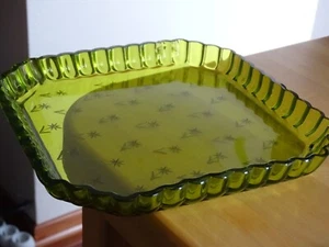 ST LOUIS ANCIEN PLATEAU CARRE SERVICE A LIQUEUR CRISTAL COLORER VERT TALMA  1920 - Picture 1 of 8