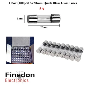 100x 5A 5000mA 5x20mm Tube Glass Fast Blow Equipment PCB Car Van DJ Fuse Box - Picture 1 of 2