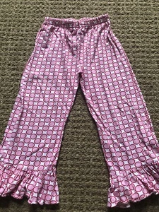 Girls Christmas Ruffled Hem Pants Sz 4 4T Pink Red Polka Dot Fireflies Fairy - Picture 1 of 5