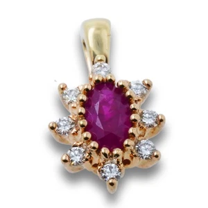 Rubin Brillant Christ Anhänger 333 Gold 8 kt Gelbgold Edelstein Wert 350,- - Bild 1 von 7