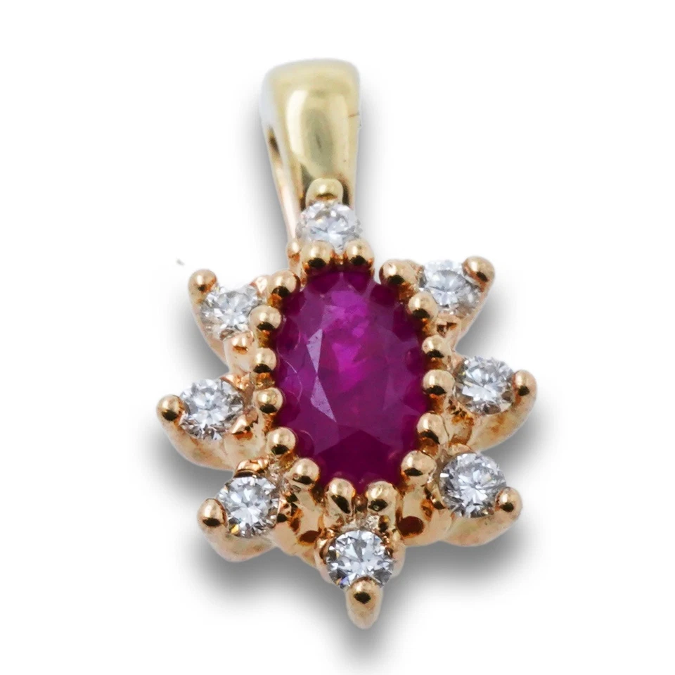 Rubin Brillant Christ Anhänger 333 Gold 8 kt Gelbgold Edelstein Wert 350,- - Bild 1 von 4