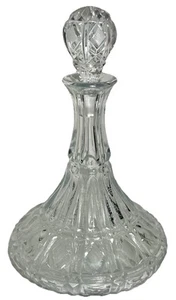 Toscany Crystal Ship Decanter Carafe Cross Hatched diamond cut approx 11"H - Picture 1 of 9