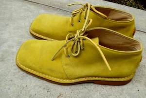 Gianni Versace Gold/Gelb Wildleder Leder Spitze Eckige Zehe Herren Schuhe Größe 9. 1/2 - Bild 1 von 13