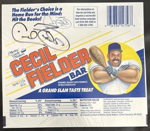1990’s Signed MLB Detroit Tigers Home Run Champ Cecil Fielder Candy Bar Wrapper - Picture 1 of 2
