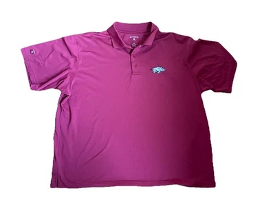 Arkansas Razorback Embroidered Antigua Men’s Polo Size XL Red Short Sleeve - Image 1 of 4