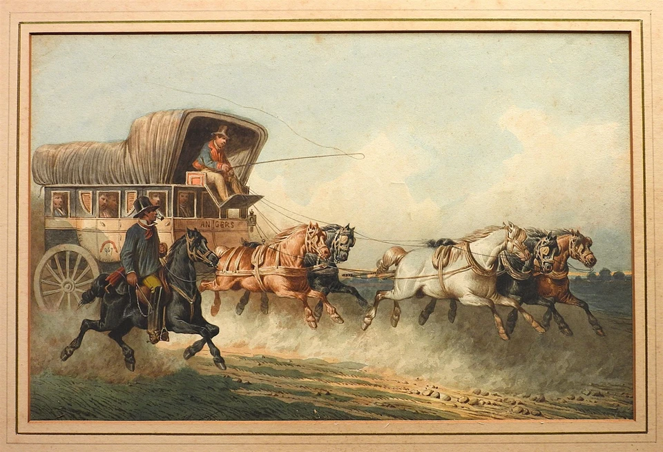 Pintura deportiva ecuestre para inodoro Theodore Fort representación del salvaje oeste Foto 1 de 4