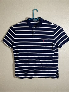 Polo By Ralph Lauren Polo Tascabile Uomo XL Blu/Bianco Righe Rosso Pony Logo - Foto 1 di 5