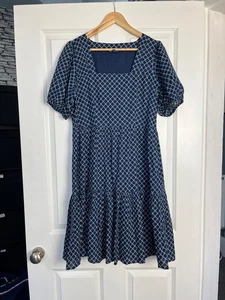 CREW CLOTHING Blue ELEANOR Knee Length SUMMER DRESS Size UK 12 - Picture 1 of 6