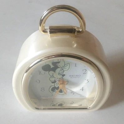 Disney Minnie Mouse Seiko despertador de quartzo brilho no escuro feito no Japão vintage - Imagem 1 de 4