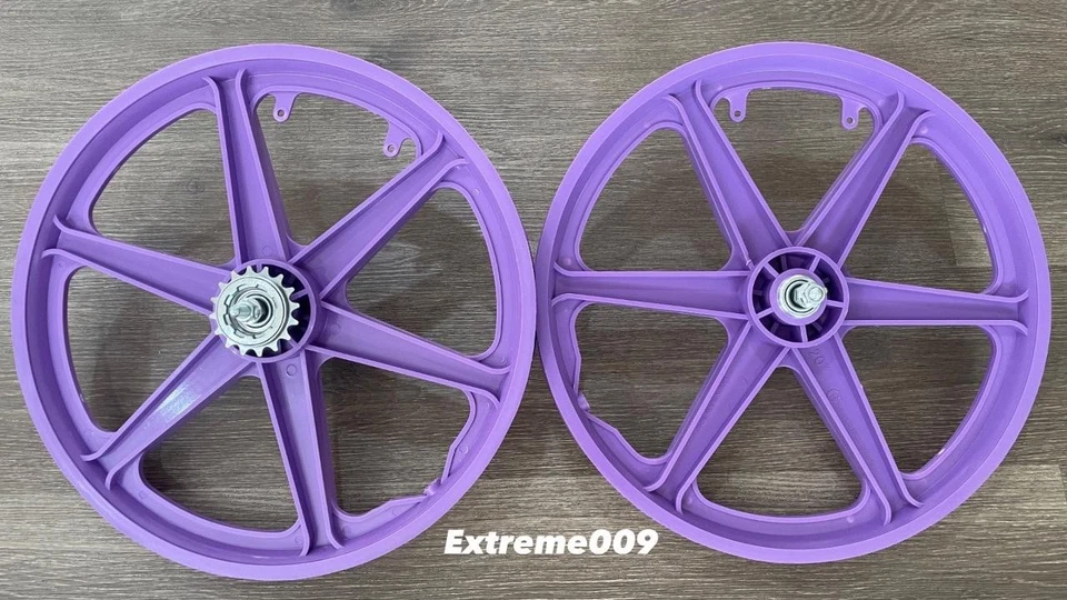 Conjunto de rodas Mag roxas de bicicleta 20" 6 raios para GT DYNO HARO qualquer bicicleta BMX - Imagem 1 de 4