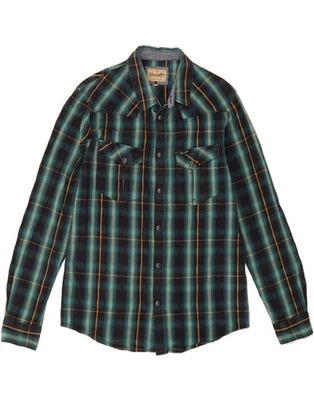 WRANGLER Mens Flannel Shirt Large Green Check Cotton BE02 - Image 1 of 3