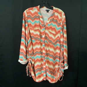 Camicia donna top bottoni azteca New Directions - taglia XL multicolore - Foto 1 di 6