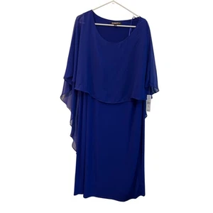 Glamour Nights Chiffon Sheer Sleeveless Dress Womens Size 16W Royal Blue NWT - Picture 1 of 6