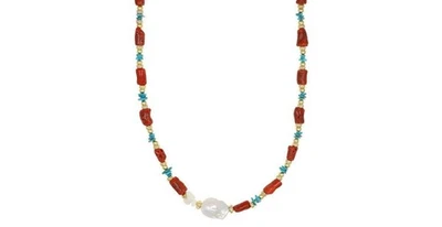 Collana girocollo Nivy argento 925, corallo, perla barocca, turchese CARP0984#G - Immagine 1 di 3