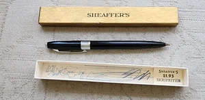 Vintage Sheaffer Black Skripriter Square Push Button Ballpoint Pen READ DES - Picture 1 of 12