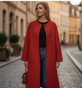 NEU OHNE ETIKETT ZARA MANTECO WOLLMISCHUNG MANTEL ZW COLLECTION ROT XL REF. 9862/638 Gr-XL - Bild 1 von 7