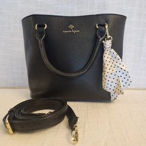 Nanette Lepore Black Faux Pebbled Leather Dual Strap Crossbody  Handbag A269 - Picture 1 of 12