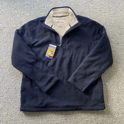 NUEVO Orvis Brighton Cuarto Cremallera Para Hombres AZUL MARINO Sherpa Forrado Suéter Chaqueta 2XL Foto 1 de 4