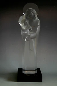 LARGE LALIQUE CRYSTAL MADONNA AND CHILD / VIRGIN MARY AND BABY JESUS FIGURE - Picture 1 of 3